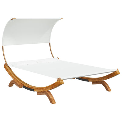 Outdoor Lounge Bed with Canopy 165x203x126 cm Solid Bent Wood Cream