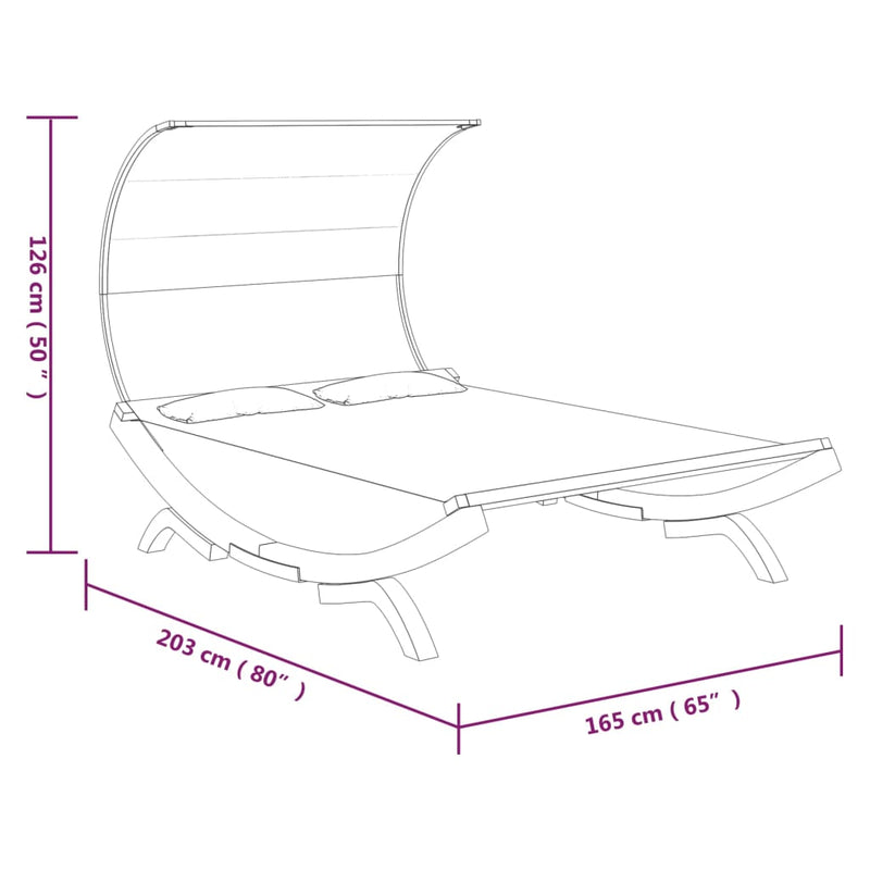 Outdoor Lounge Bed with Canopy 165x203x126 cm Solid Bent Wood Cream