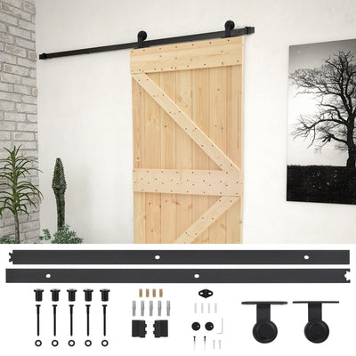 Sliding Door with Hardware Set 80x210 cm Solid Pine Wood