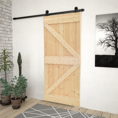 Sliding Door with Hardware Set 80x210 cm Solid Pine Wood