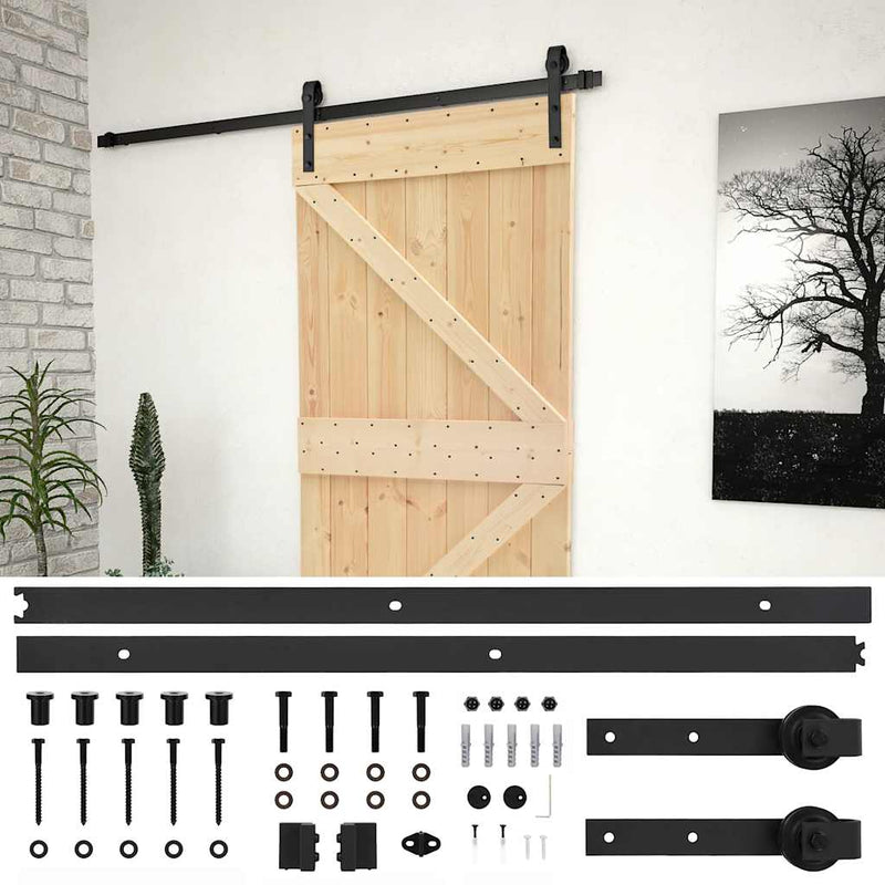 Sliding Door with Hardware Set 80x210 cm Solid Pine Wood