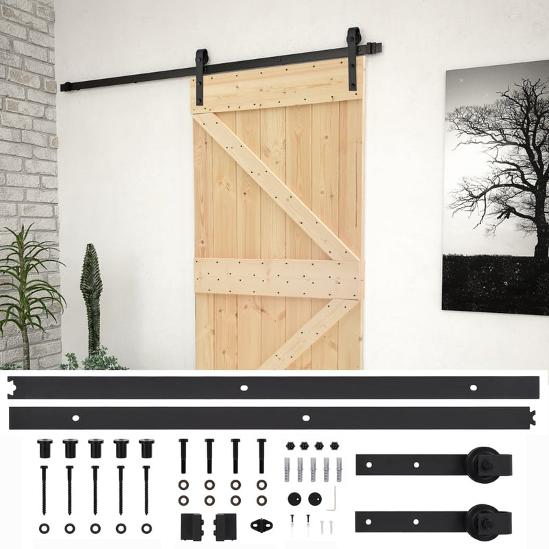 Sliding Door with Hardware Set 80x210 cm Solid Pine Wood