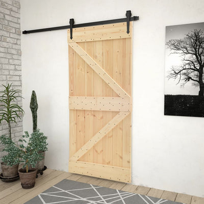 Sliding Door with Hardware Set 100x210 cm Solid Pine Wood