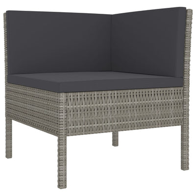 6 Piece Garden Lounge Set with Cushions Poly Rattan Grey