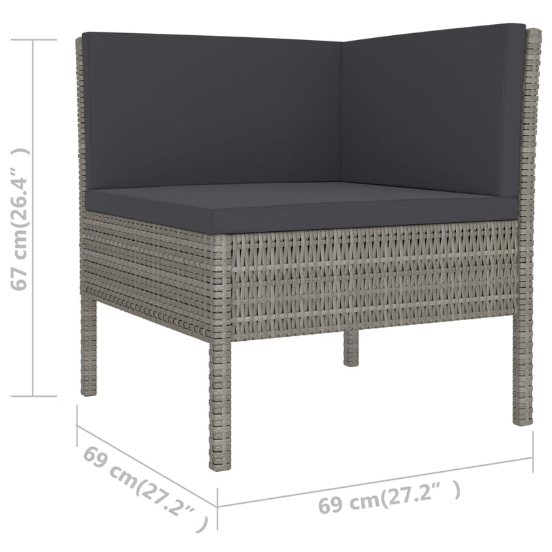 6 Piece Garden Lounge Set with Cushions Poly Rattan Grey