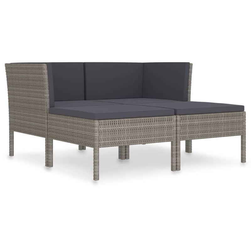 4 Piece Garden Lounge Set with Cushions Poly Rattan Grey