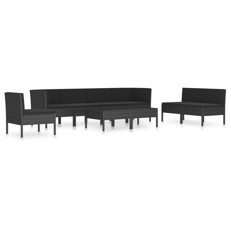 9 Piece Garden Lounge Set with Cushions Poly Rattan Black