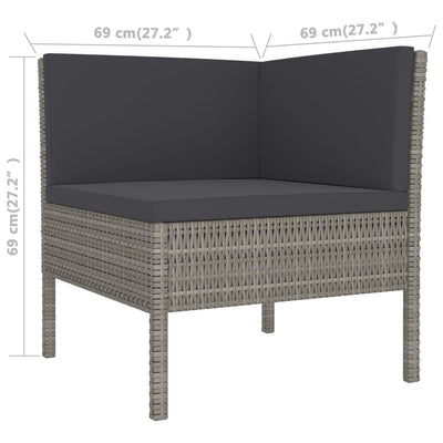 9 Piece Garden Lounge Set with Cushions Poly Rattan Grey