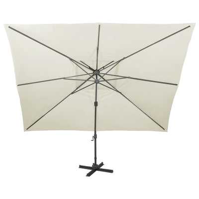 Cantilever Garden Parasol with Double Top Sand 400x300 cm