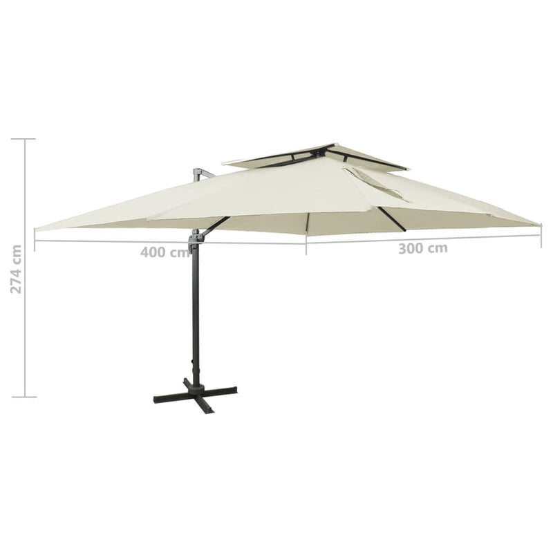 Cantilever Garden Parasol with Double Top Sand 400x300 cm