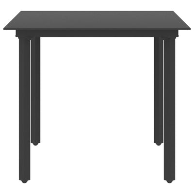 Garden Dining Table Black 80x80x74 cm Steel and Glass