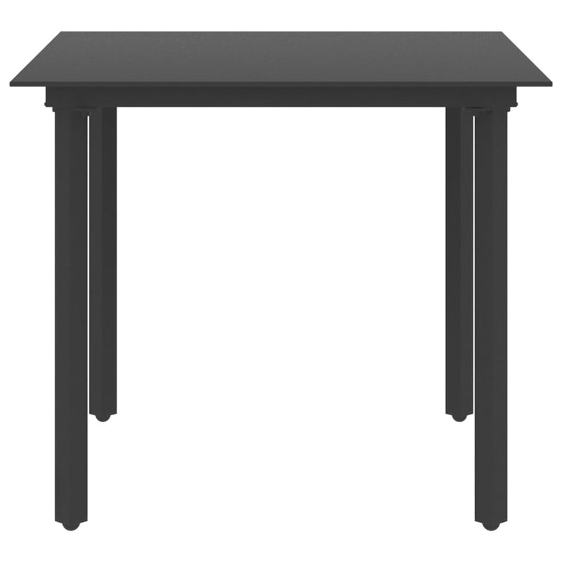 Garden Dining Table Black 80x80x74 cm Steel and Glass