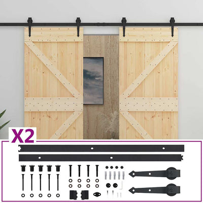 Sliding Door with Hardware Set 80x210 cm Solid Pine Wood