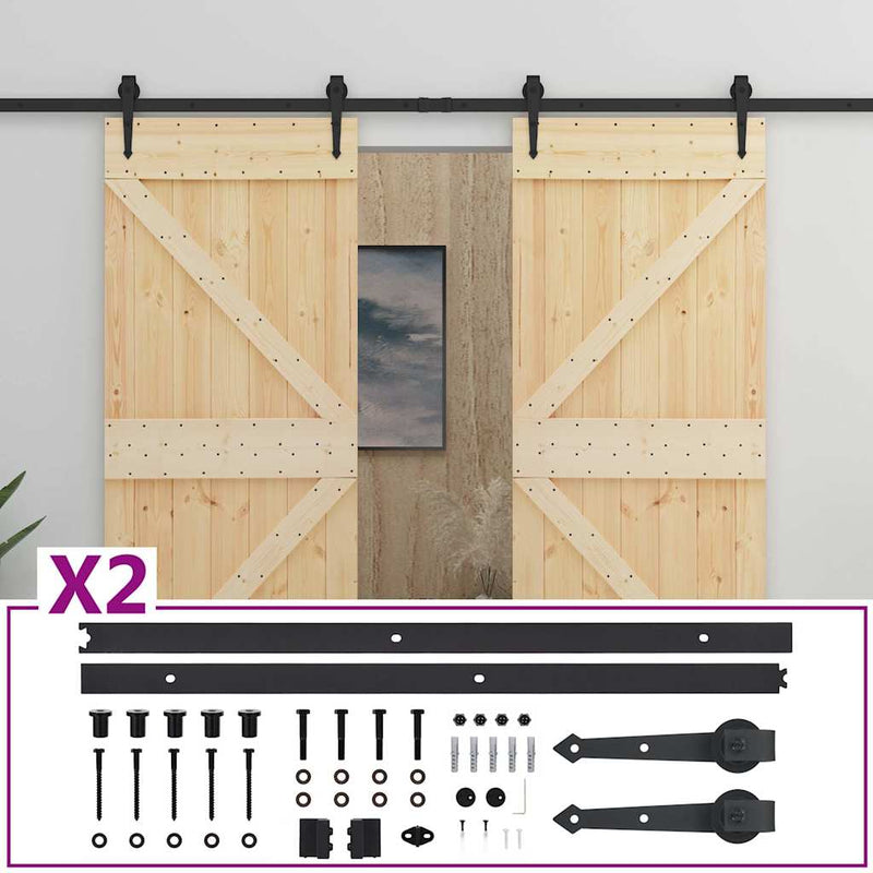 Sliding Door with Hardware Set 80x210 cm Solid Pine Wood