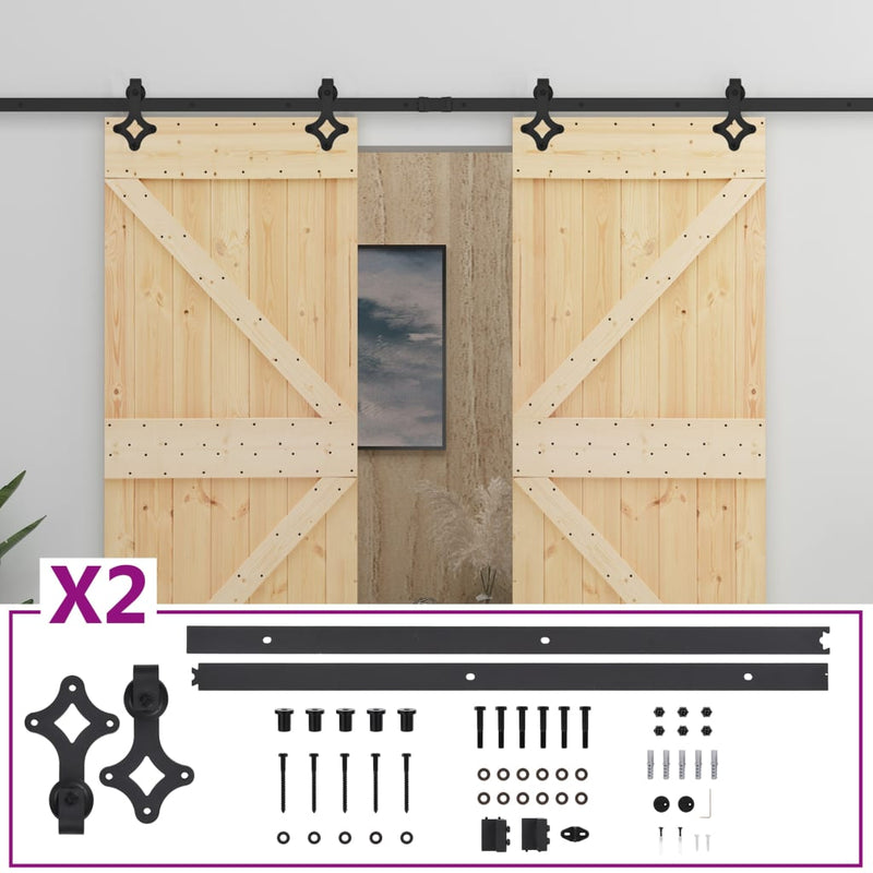 Sliding Door with Hardware Set 80x210 cm Solid Pine Wood