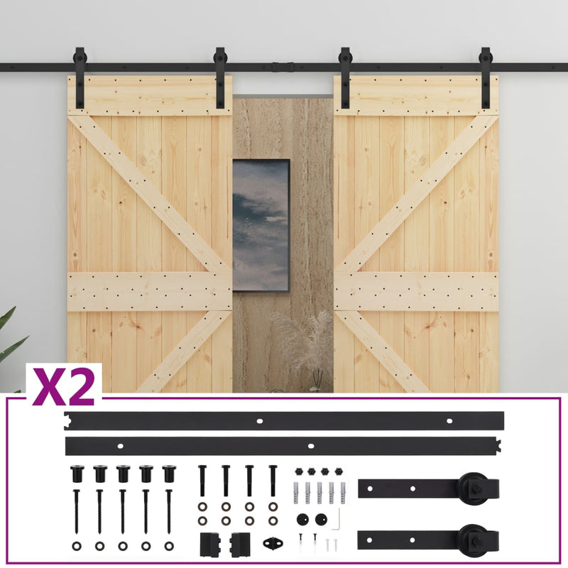 Sliding Door with Hardware Set 80x210 cm Solid Pine Wood