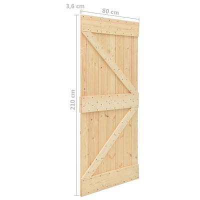 Sliding Door with Hardware Set 80x210 cm Solid Pine Wood