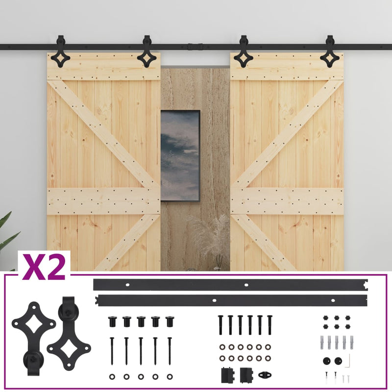 Sliding Door with Hardware Set 90x210 cm Solid Pine Wood