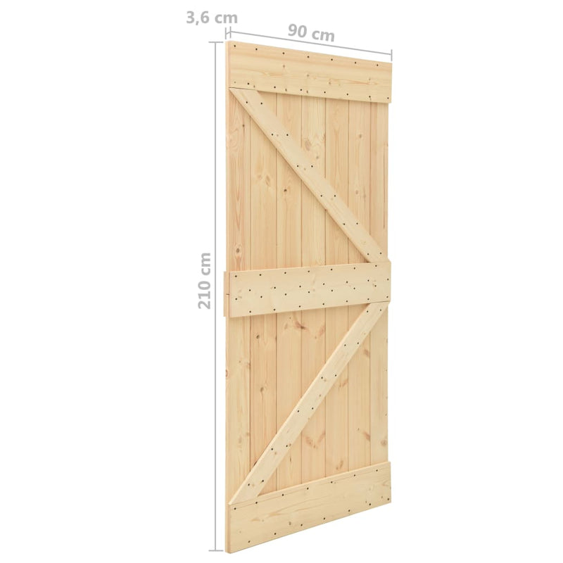 Sliding Door with Hardware Set 90x210 cm Solid Pine Wood