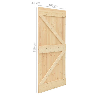 Sliding Door with Hardware Set 100x210 cm Solid Pine Wood