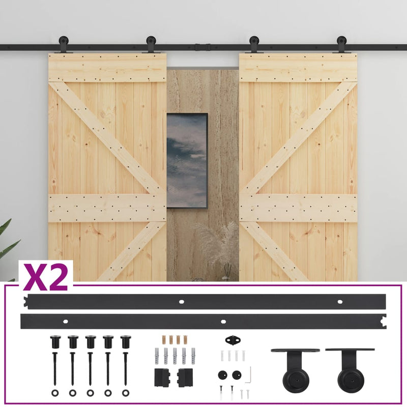 Sliding Door with Hardware Set 100x210 cm Solid Pine Wood