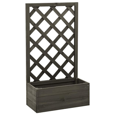 Garden Trellis Planter Grey 50x25x90 cm Solid Firwood