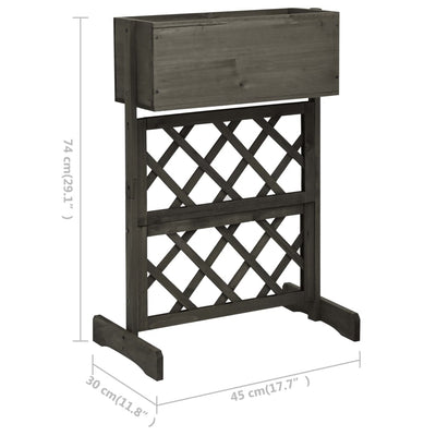 Garden Trellis Planter Grey 45x30x74 cm Solid Firwood