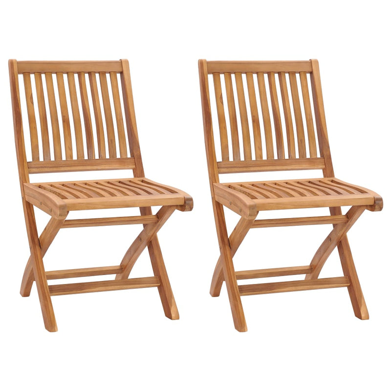 Folding Garden Chairs 2 pcs Solid Teak Wood