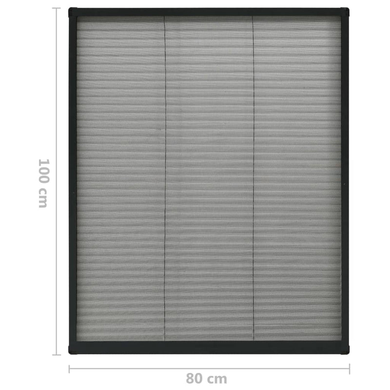 Plisse Insect Screen for Windows Aluminium Anthracite 80x100 cm