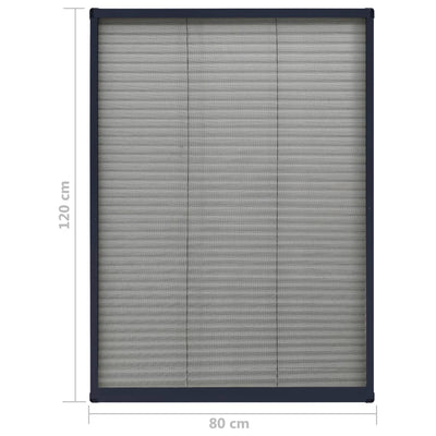 Plisse Insect Screen for Windows Aluminium Anthracite 80x120 cm