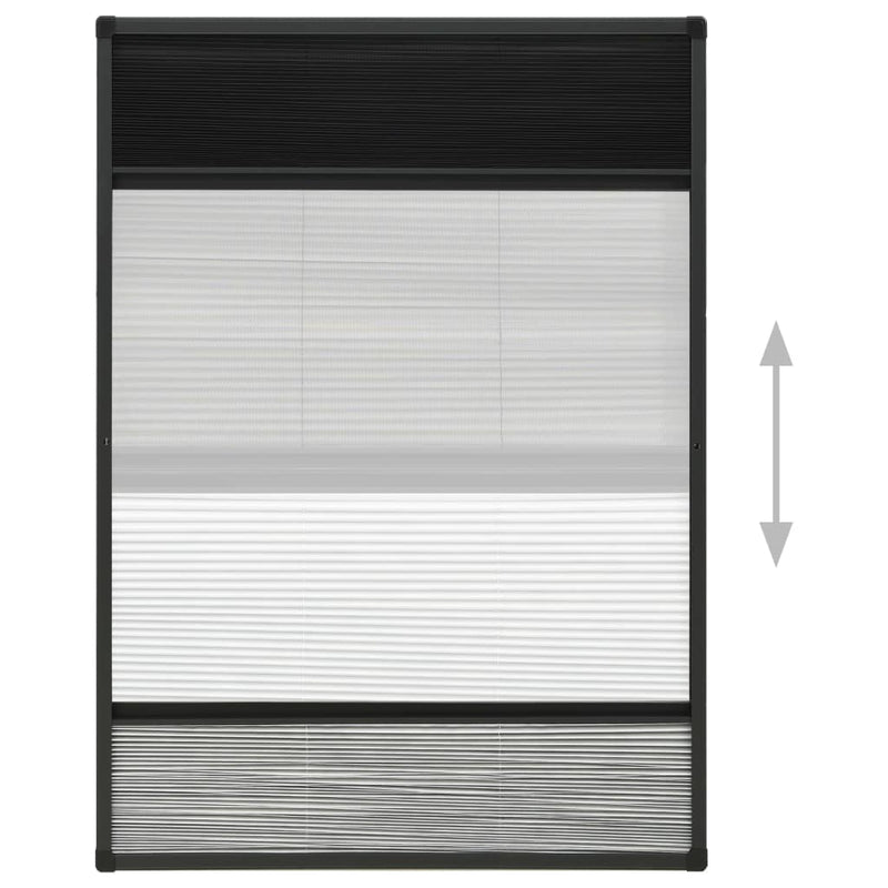 Plisse Insect Screen for Windows Aluminium 80x120 cm with Shade