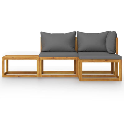 4 Piece Garden Lounge Set with Cushion Solid Acacia Wood