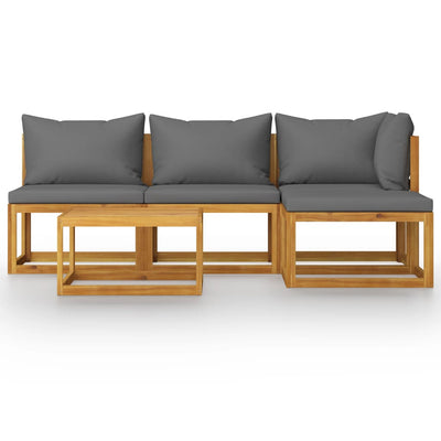 5 Piece Garden Lounge Set with Cushion Solid Acacia Wood