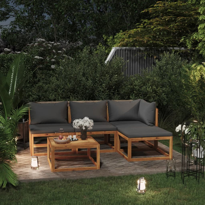 5 Piece Garden Lounge Set with Cushion Solid Acacia Wood