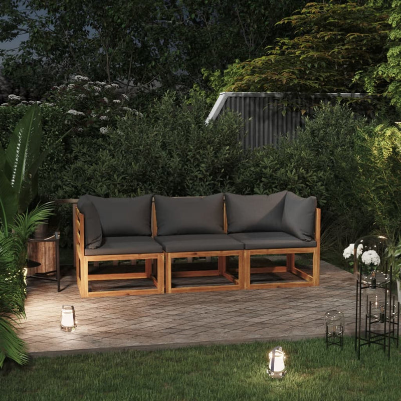 3-Seater Garden Sofa with Cushion Solid Acacia Wood