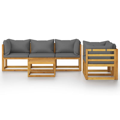 6 Piece Garden Lounge Set with Cushion Solid Acacia Wood