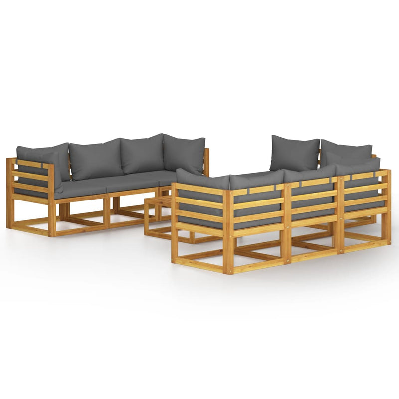 9 Piece Garden Lounge Set with Cushion Solid Acacia Wood