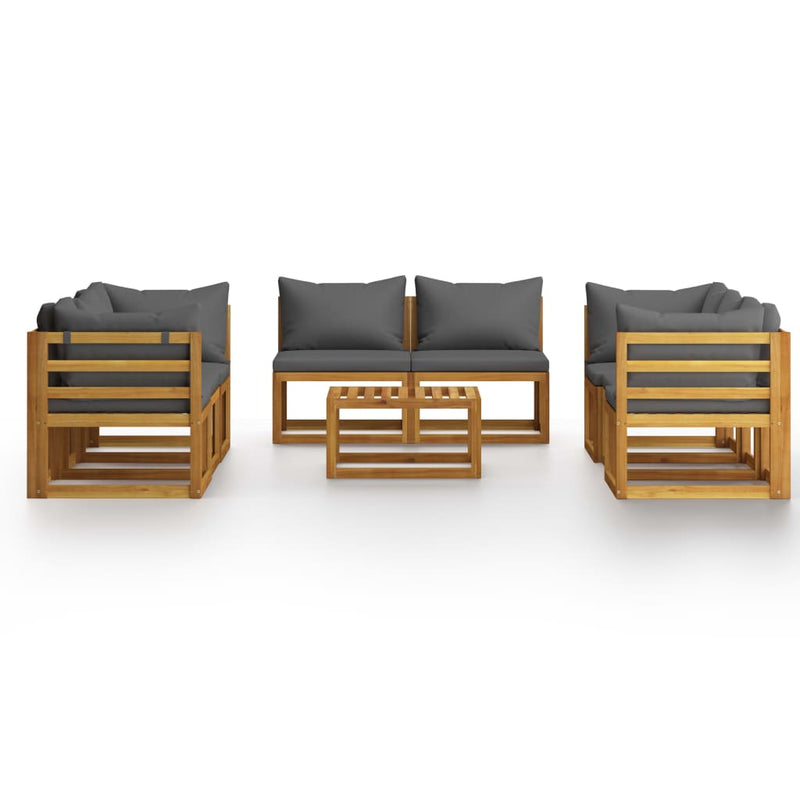 9 Piece Garden Lounge Set with Cushion Solid Acacia Wood