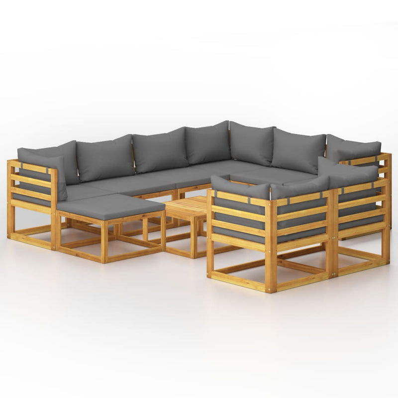 10 Piece Garden Lounge Set with Cushion Solid Acacia Wood