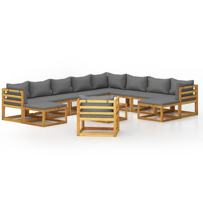 12 Piece Garden Lounge Set with Cushion Solid Acacia Wood