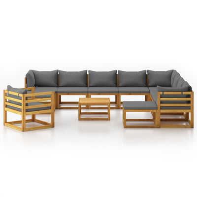 12 Piece Garden Lounge Set with Cushion Solid Acacia Wood