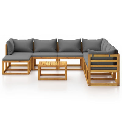 9 Piece Garden Lounge Set with Cushion Solid Acacia Wood