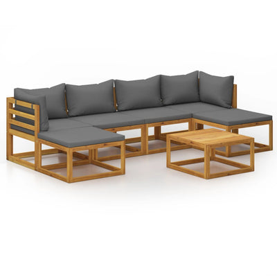 7 Piece Garden Lounge Set with Cushion Solid Acacia Wood