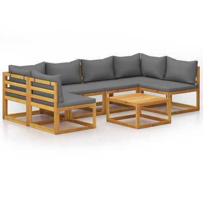 7 Piece Garden Lounge Set with Cushion Solid Acacia Wood