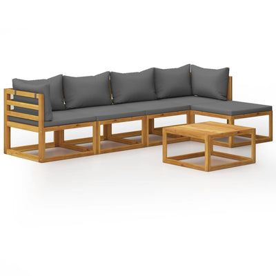 6 Piece Garden Lounge Set with Cushion Solid Acacia Wood