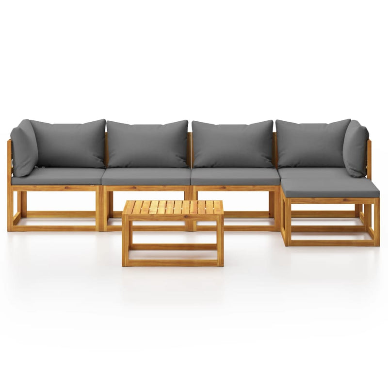 6 Piece Garden Lounge Set with Cushion Solid Acacia Wood