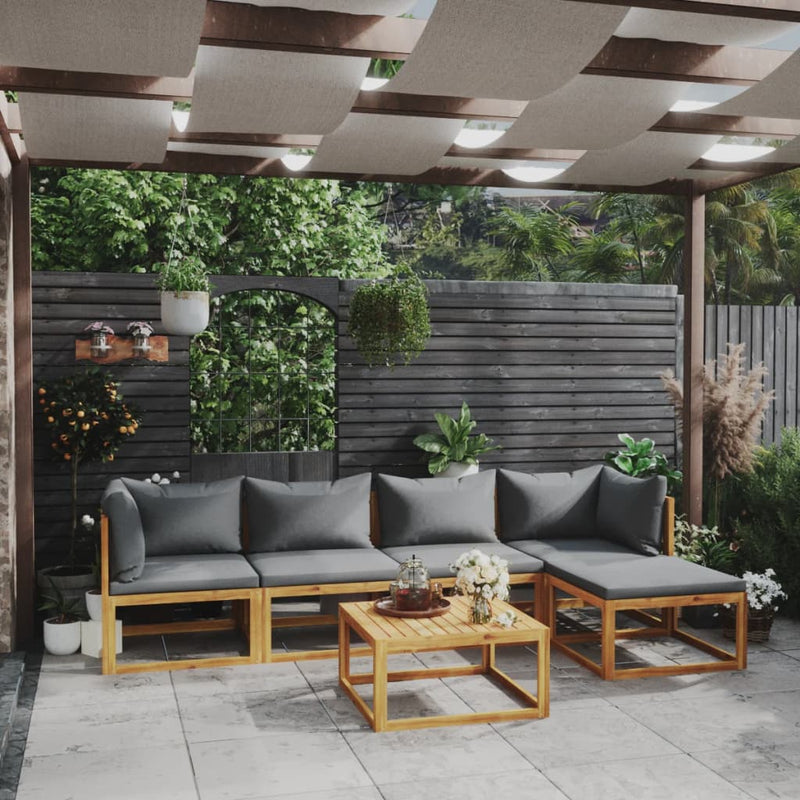 6 Piece Garden Lounge Set with Cushion Solid Acacia Wood