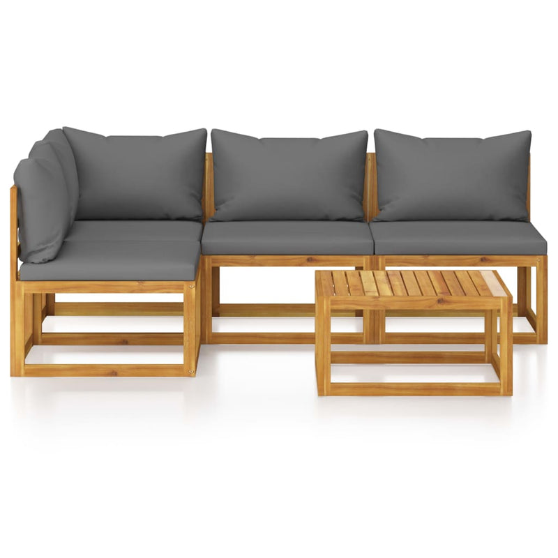 5 Piece Garden Lounge Set with Cushion Solid Acacia Wood