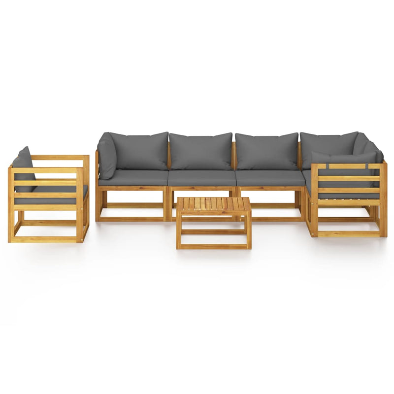 7 Piece Garden Lounge Set with Cushion Solid Acacia Wood