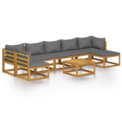 8 Piece Garden Lounge Set with Cushion Solid Acacia Wood